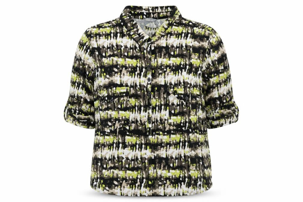 Marks & Spencer Womens Brown Geometric 100% Cotton Basic Button-Up Size 18 Collared