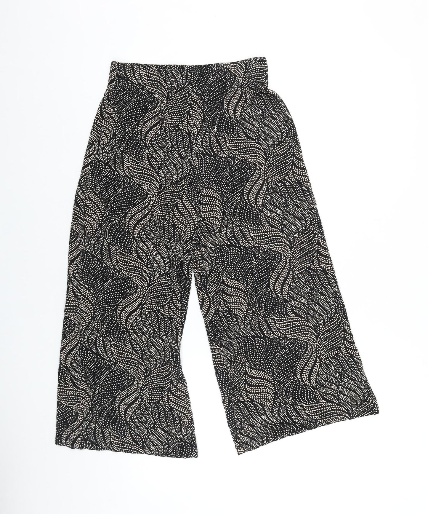 Papaya Womens Black Geometric Cotton Trousers Size 8 L20 in Regular