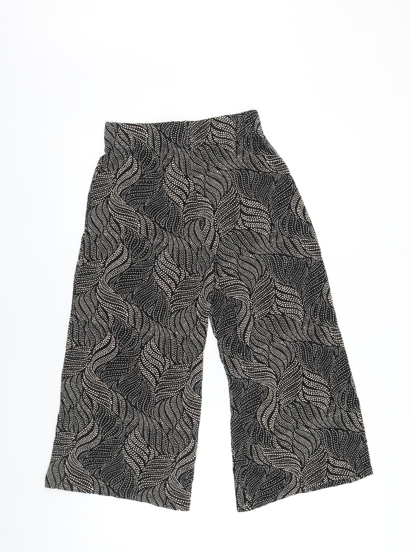 Papaya Womens Black Geometric Cotton Trousers Size 8 L20 in Regular