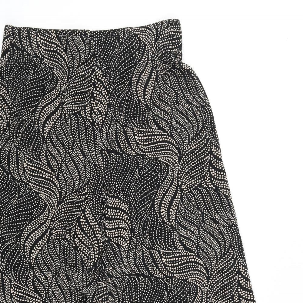 Papaya Womens Black Geometric Cotton Trousers Size 8 L20 in Regular
