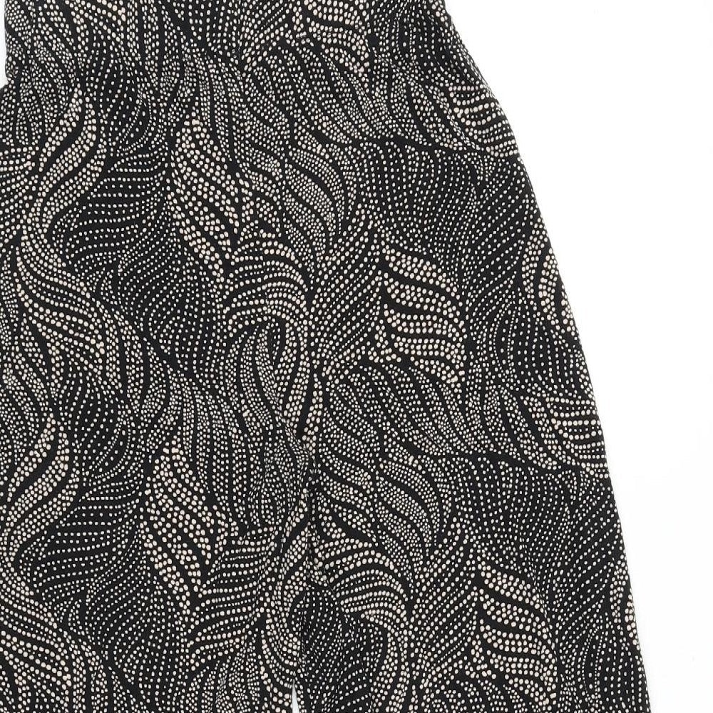 Papaya Womens Black Geometric Cotton Trousers Size 8 L20 in Regular
