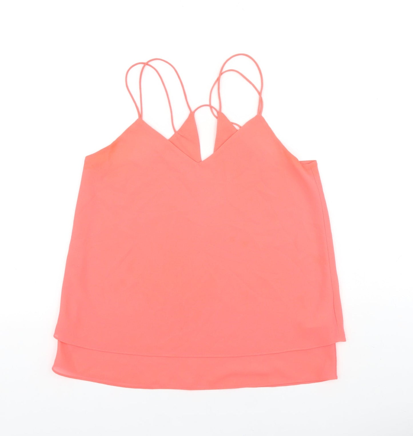 New Look Womens Pink Polyester Basic Tank Size 10 V-Neck
