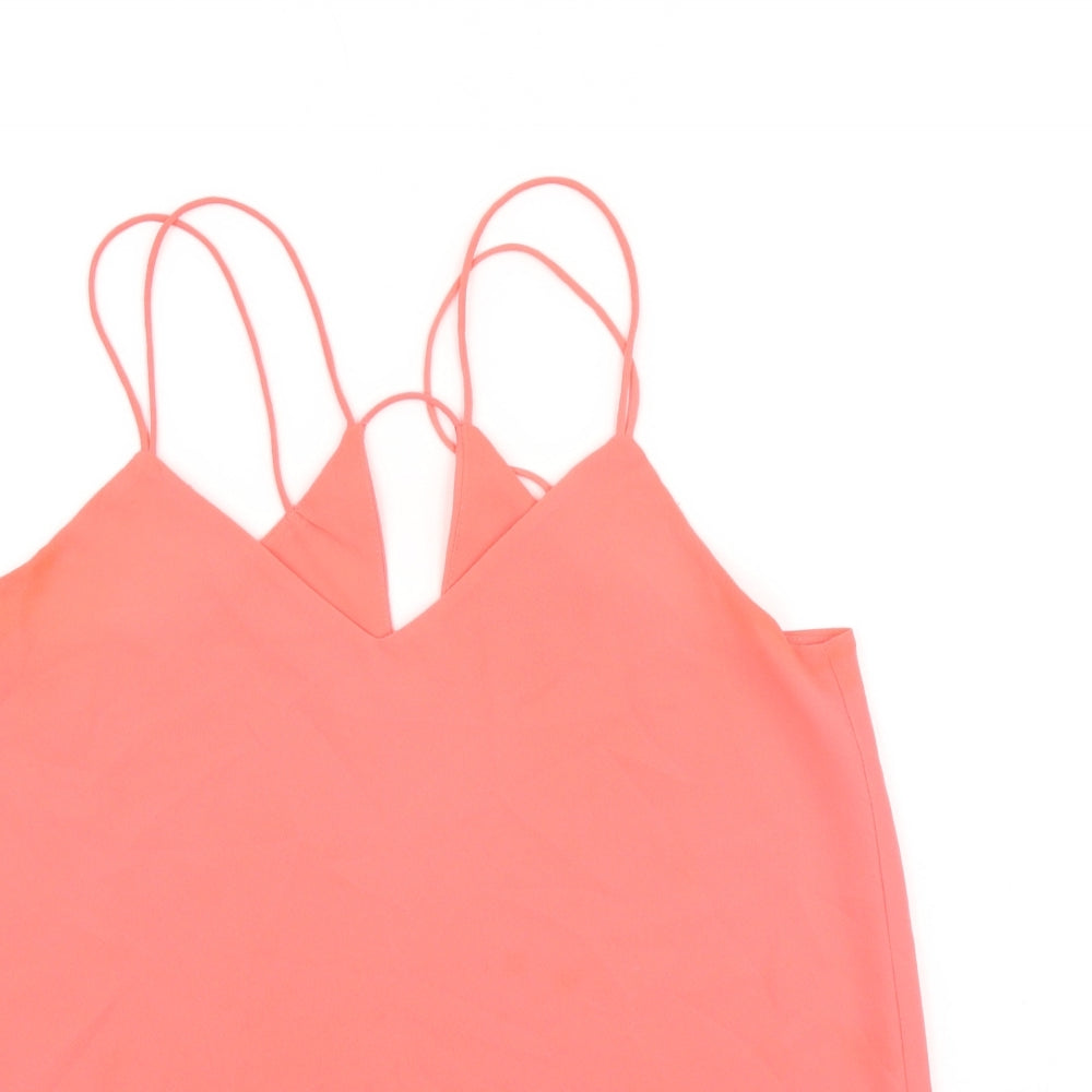 New Look Womens Pink Polyester Basic Tank Size 10 V-Neck
