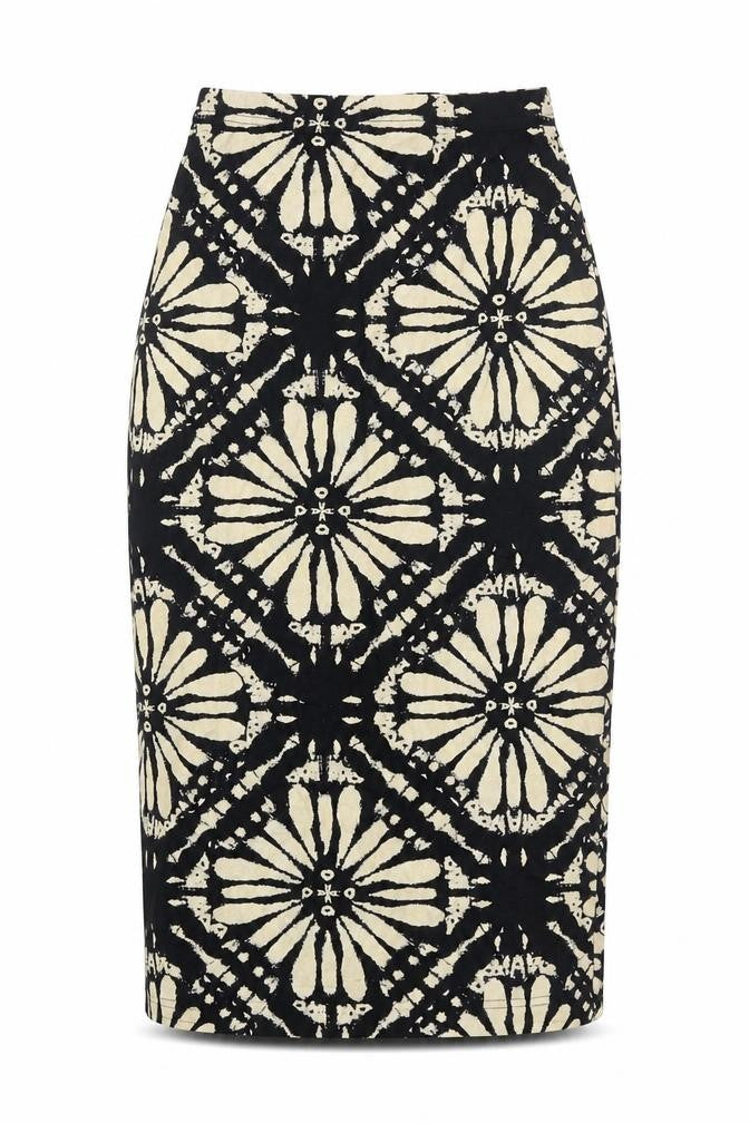 Preworn Womens Black Geometric Viscose Straight & Pencil Skirt Size 25 in
