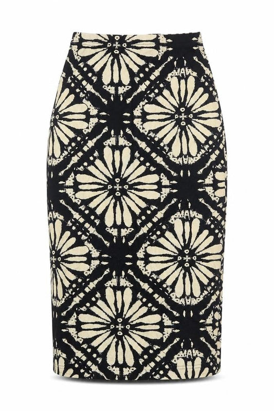 Preworn Womens Black Geometric Viscose Straight & Pencil Skirt Size 25 in