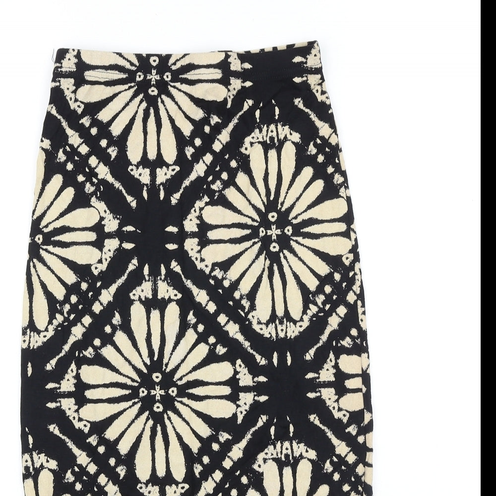 Preworn Womens Black Geometric Viscose Straight & Pencil Skirt Size 25 in