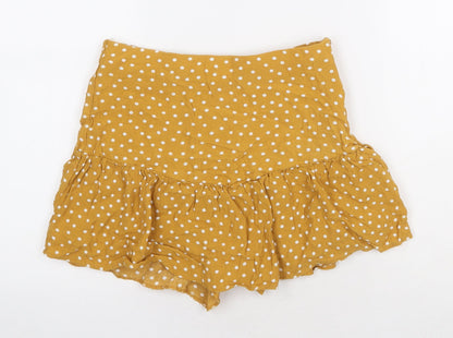 Zara Womens Yellow Polyester Skater Skirt Size S Zip