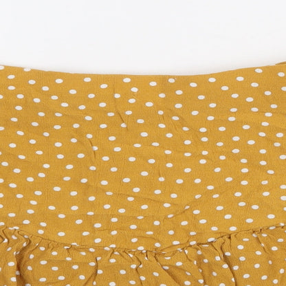 Zara Womens Yellow Polyester Skater Skirt Size S Zip