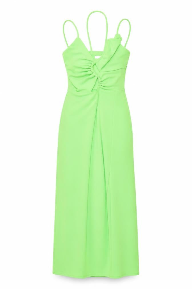 H&M Womens Green Polyester Slip Dress Size XS V-Neck Pullover