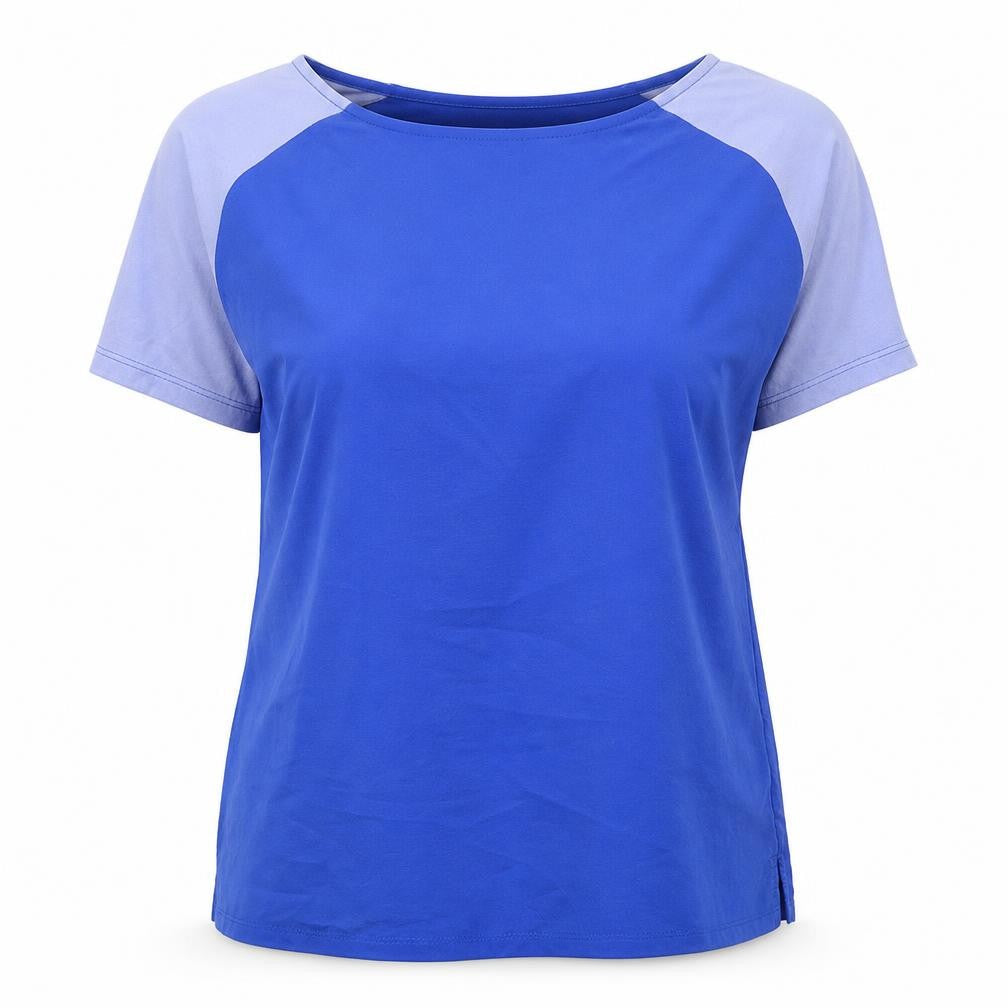 Marks & Spencer Womens Blue Viscose Basic T-Shirt Size 8 Boat Neck