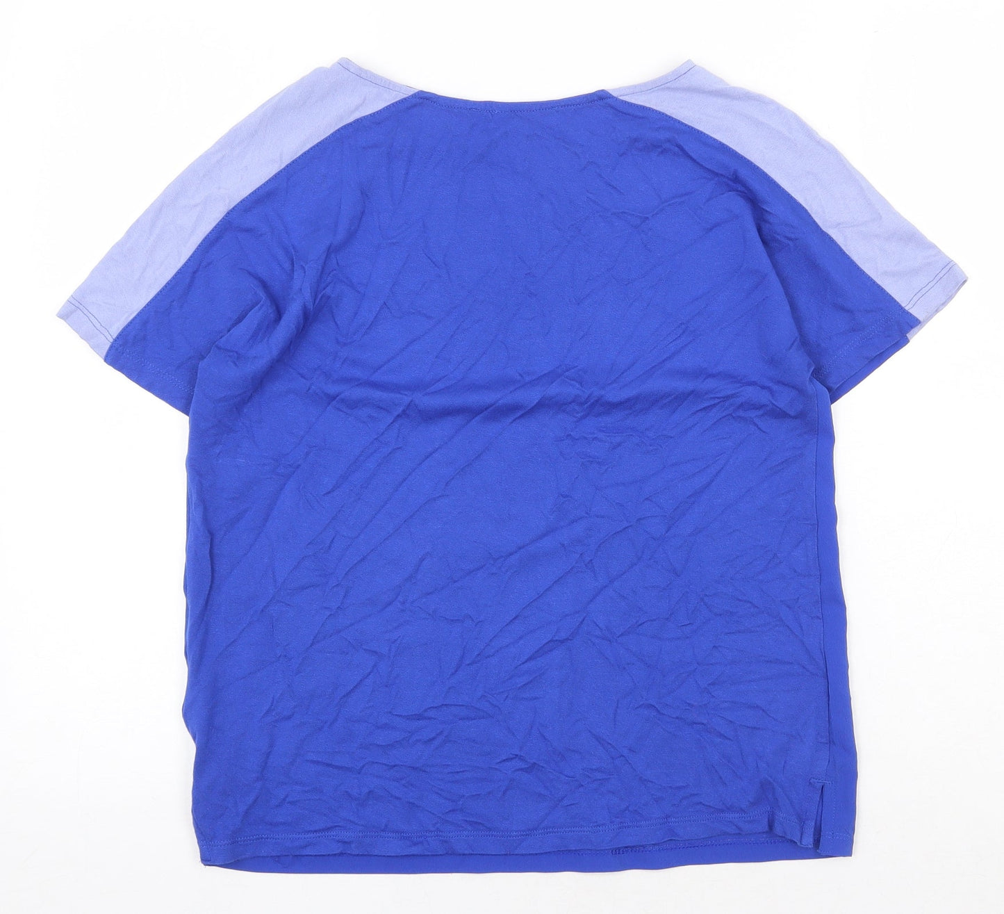 Marks and Spencer Womens Blue Viscose Basic T-Shirt Size 8 Boat Neck