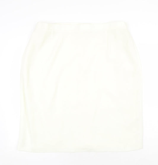 For Women Womens Ivory Polyester Straight & Pencil Skirt Size 24 Zip
