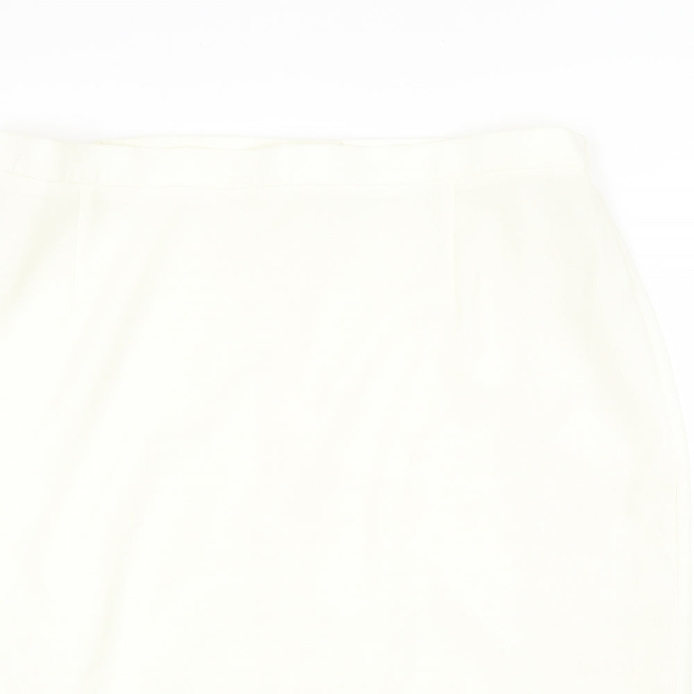 For Women Womens Ivory Polyester Straight & Pencil Skirt Size 24 Zip