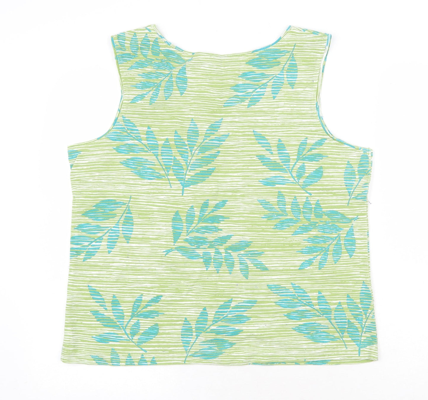 White Stag Womens Green Geometric Cotton Basic Tank Size XL Round Neck - Leaf Print