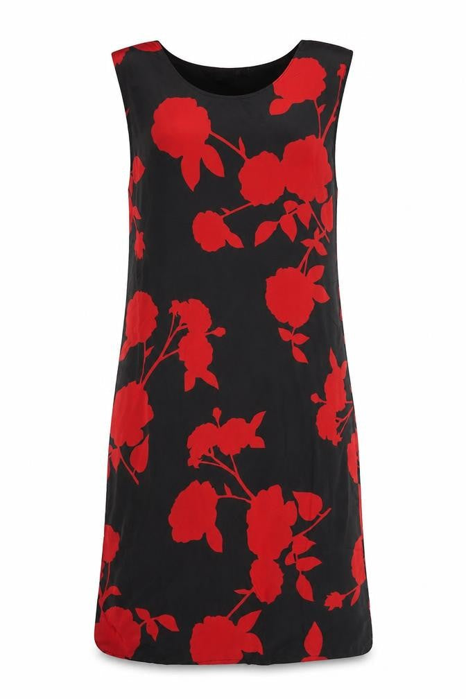 My Swag Womens Black Floral Polyester Shift Size S Round Neck Pullover