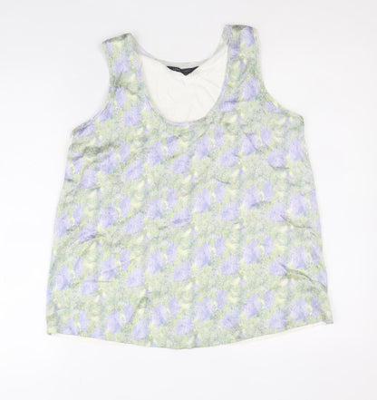 Marks & Spencer Womens Multicoloured Geometric Polyester Basic Tank Size 8 Scoop Neck