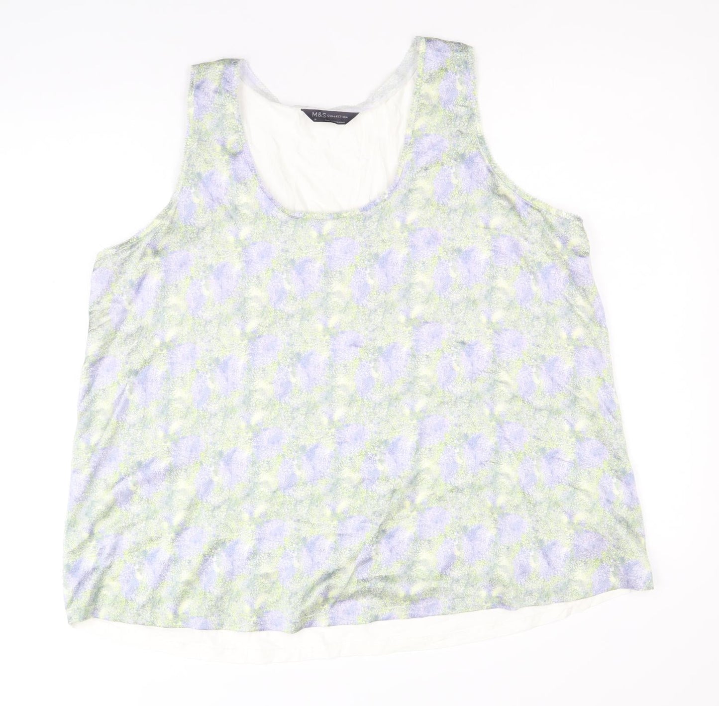 Marks and Spencer Womens Multicoloured Geometric Polyester Basic Tank Size 16 Round Neck