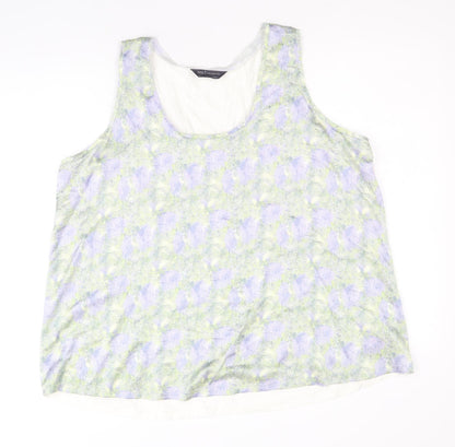 Marks & Spencer Womens Multicoloured Geometric Polyester Basic Tank Size 16 Round Neck