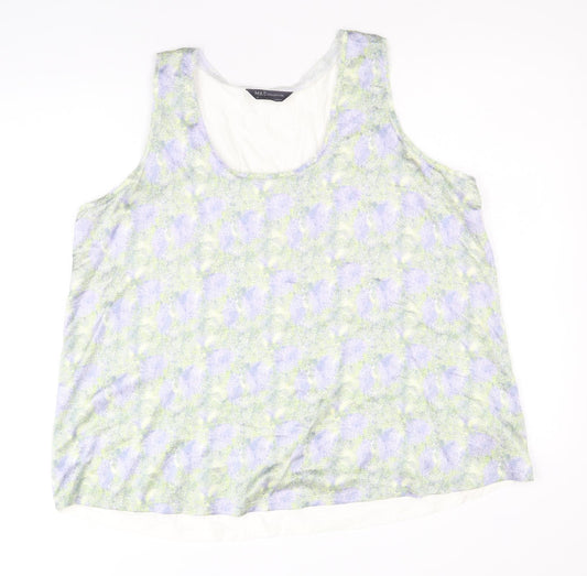 Marks and Spencer Womens Multicoloured Geometric Polyester Basic Tank Size 16 Round Neck