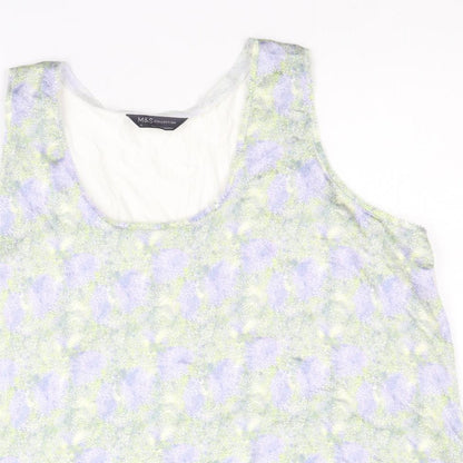 Marks & Spencer Womens Multicoloured Geometric Polyester Basic Tank Size 16 Round Neck