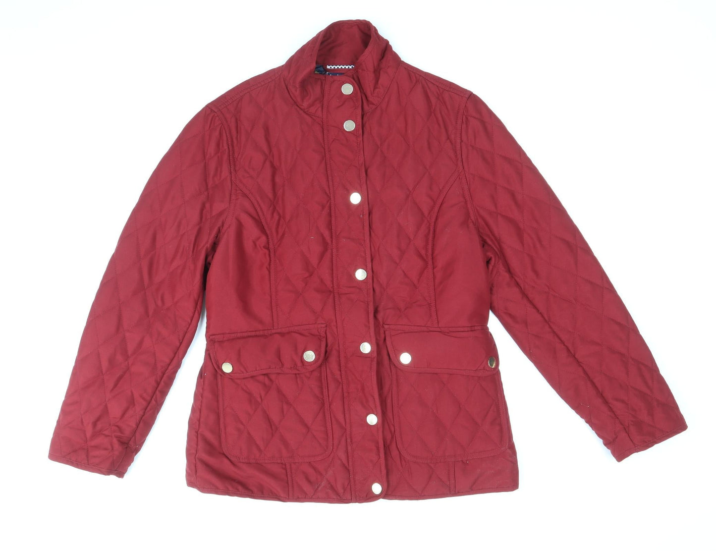 EWM Womens Red Quilted Jacket Size 12 Snap