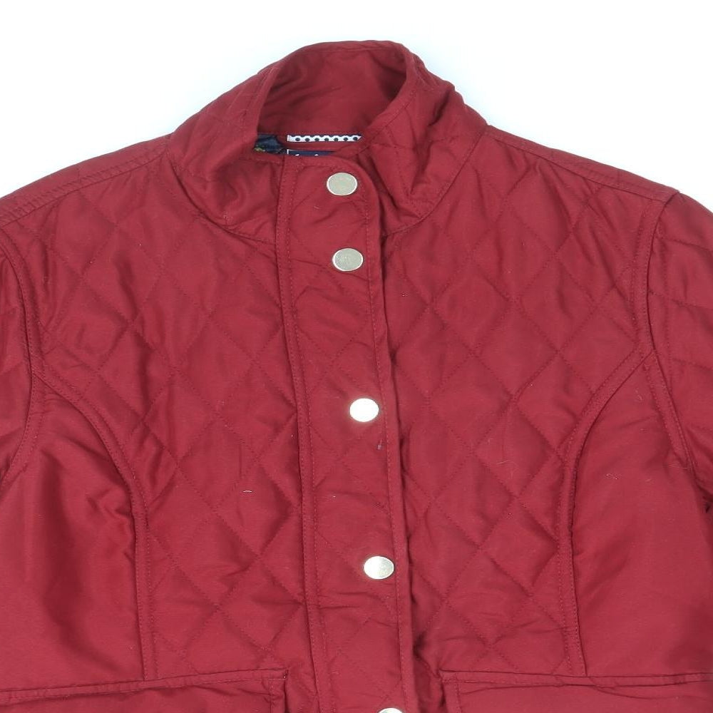 EWM Womens Red Quilted Jacket Size 12 Snap