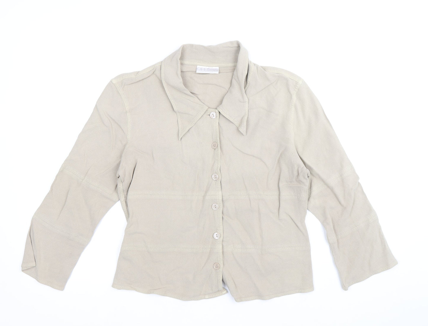 Off Shoot Womens Brown Viscose Basic Button-Up Size S Collared - Size S-M