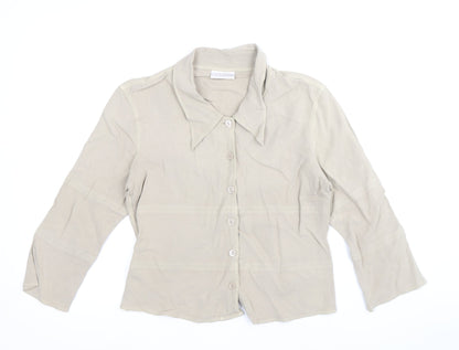 Off Shoot Womens Brown Viscose Basic Button-Up Size S Collared - Size S-M