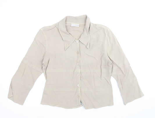 Off Shoot Womens Brown Viscose Basic Button-Up Size S Collared - Size S-M