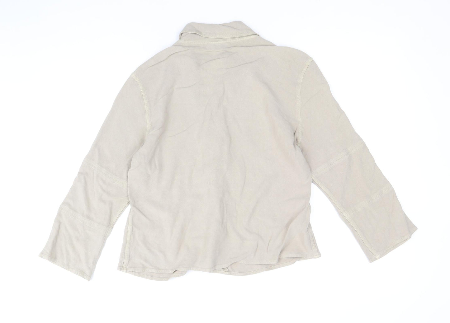 Off Shoot Womens Brown Viscose Basic Button-Up Size S Collared - Size S-M