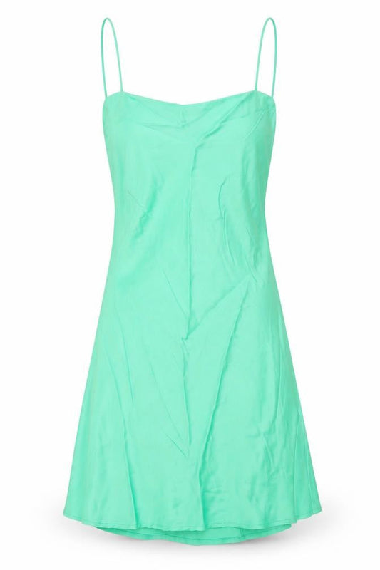 Zara Womens Green Viscose Slip Dress Size S Square Neck Pullover