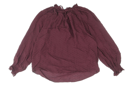 H&M Womens Purple Viscose Basic Blouse Size 8 Round Neck