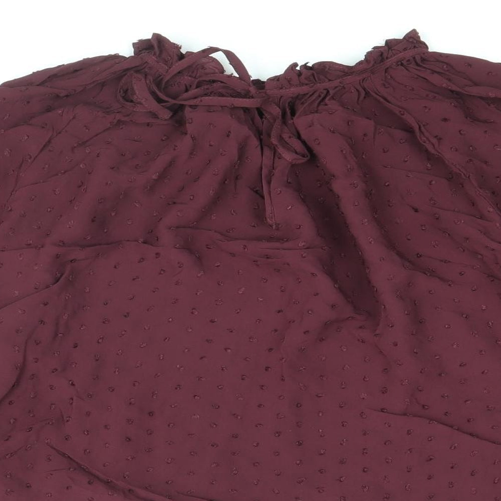 H&M Womens Purple Viscose Basic Blouse Size 8 Round Neck