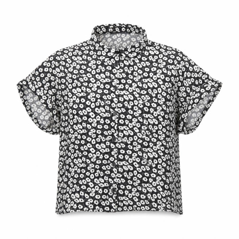 Atmosphere Womens Black Floral Viscose Basic Button-Up Size 8 Collared