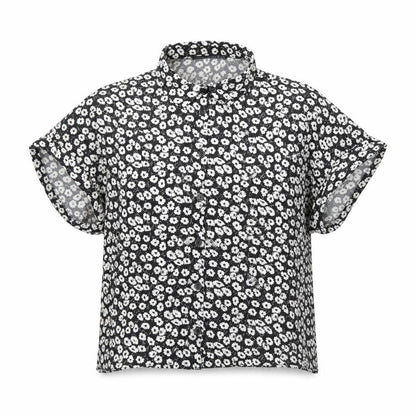 Atmosphere Womens Black Floral Viscose Basic Button-Up Size 8 Collared