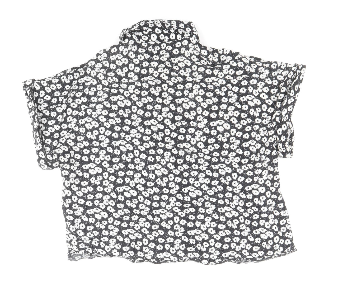 Atmosphere Womens Black Floral Viscose Basic Button-Up Size 8 Collared