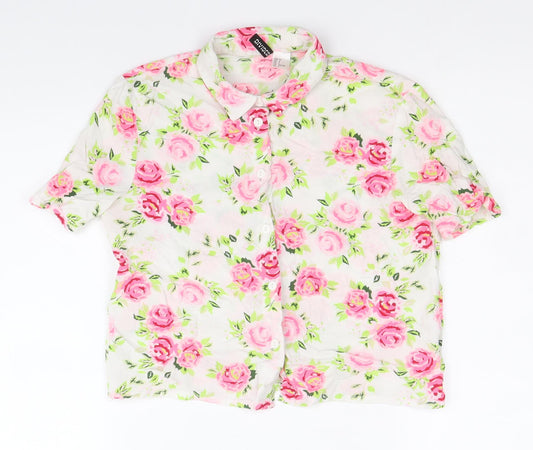 Divided by H&M Womens Multicoloured Floral Viscose Basic Button-Up Size 6 Collared