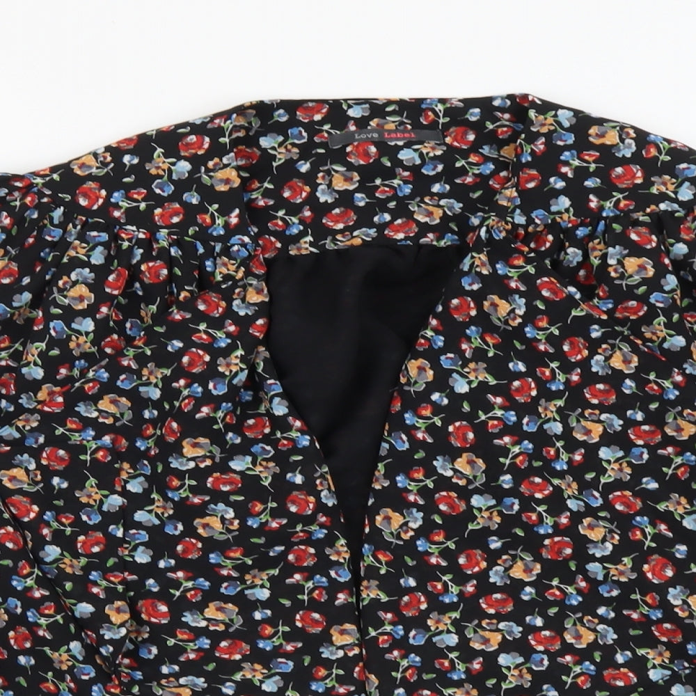 Love Label Womens Black Geometric Jacket Blazer Size L Hook & Eye