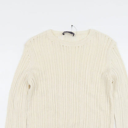 Marks & Spencer Womens Beige Scoop Neck Polyester Pullover Jumper Size M