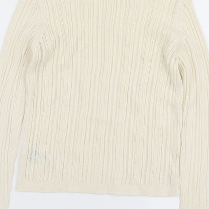 Marks & Spencer Womens Beige Scoop Neck Polyester Pullover Jumper Size M