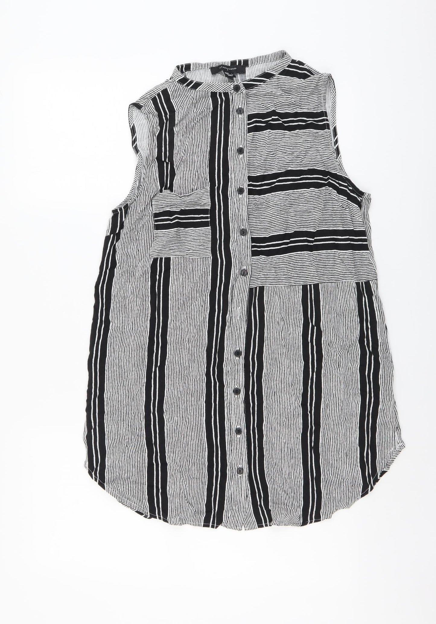 Atmosphere Womens Black Striped Viscose Basic Blouse Size 10 Boat Neck