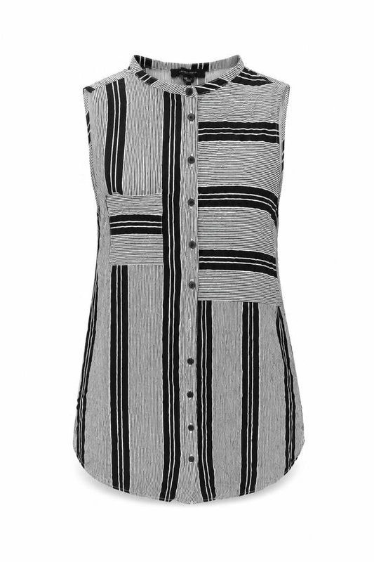 Atmosphere Womens Black Striped Viscose Basic Blouse Size 10 Boat Neck