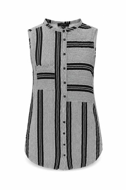 Atmosphere Womens Black Striped Viscose Basic Blouse Size 10 Boat Neck