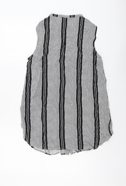 Atmosphere Womens Black Striped Viscose Basic Blouse Size 10 Boat Neck