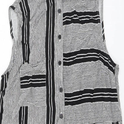 Atmosphere Womens Black Striped Viscose Basic Blouse Size 10 Boat Neck