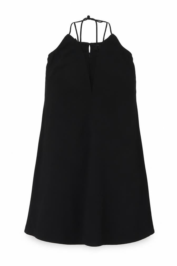 H&M Womens Black Polyester A-Line Size XS Round Neck Button
