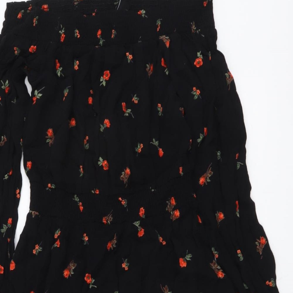 New Look Womens Black Geometric Viscose A-Line Size 6 Off the Shoulder Pullover