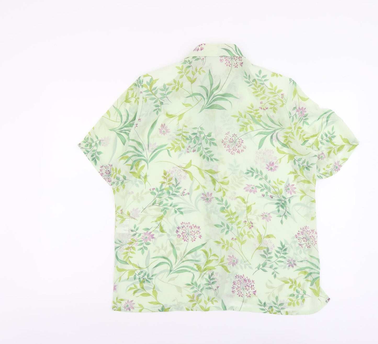 Sommermann Womens Green Floral Polyester Basic Button-Up Size 8 Collared