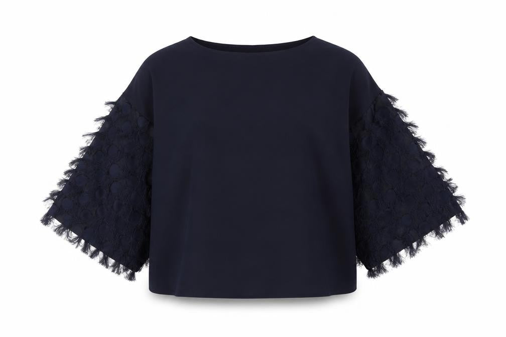 H&M Womens Blue Polyester Basic Blouse Size L Round Neck