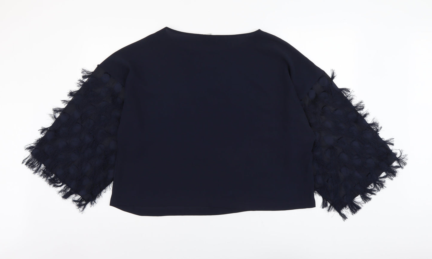 H&M Womens Blue Polyester Basic Blouse Size L Round Neck
